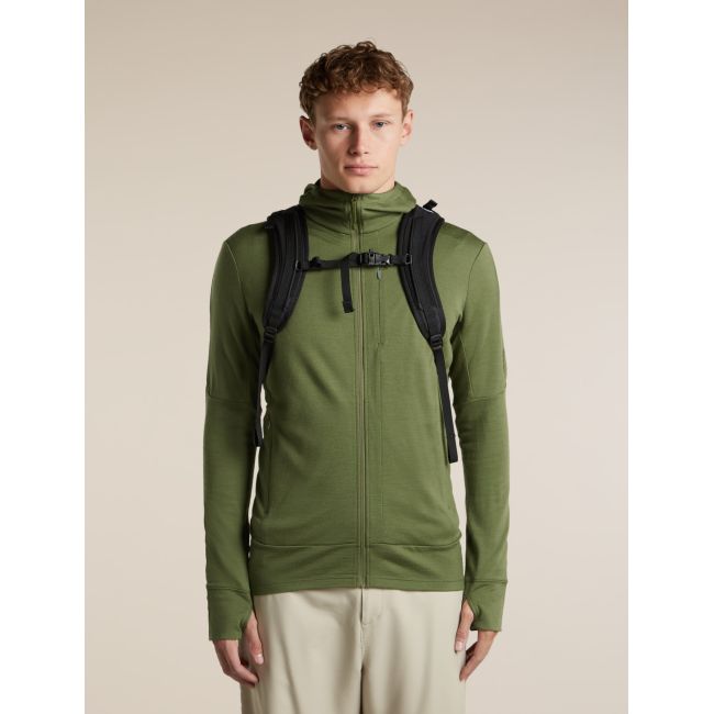 Hanorac Merino Icebreaker 260 Quantum Zip Hood - verde Sphagnum