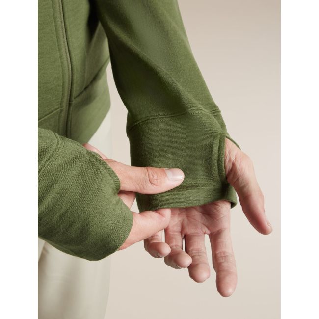 Hanorac Merino Icebreaker 260 Quantum Zip Hood - verde Sphagnum