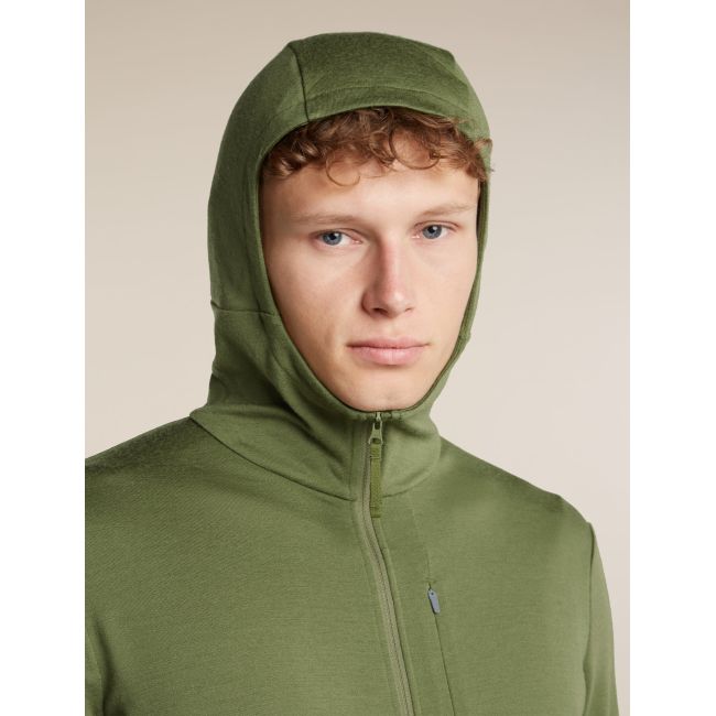 Hanorac Merino Icebreaker 260 Quantum Zip Hood - verde Sphagnum