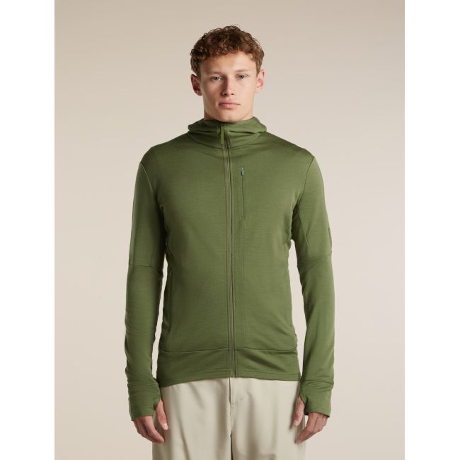 Hanorac Merino Icebreaker 260 Quantum Zip Hood - verde Sphagnum