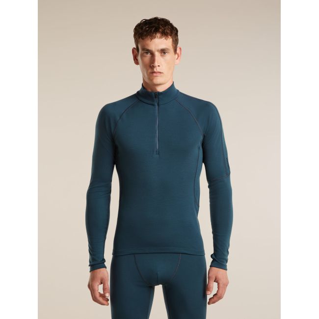 Bluza Merino Icebreaker 300 MerinoFine Polar Half Zip - albastru Abyss