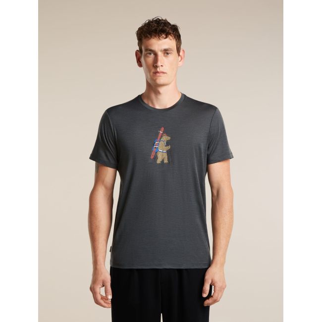Tricou Merino Icebreaker 150 Tech Lite Bear Tour - negru Obsidian