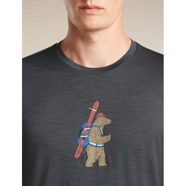 Tricou Merino Icebreaker 150 Tech Lite Bear Tour - negru Obsidian