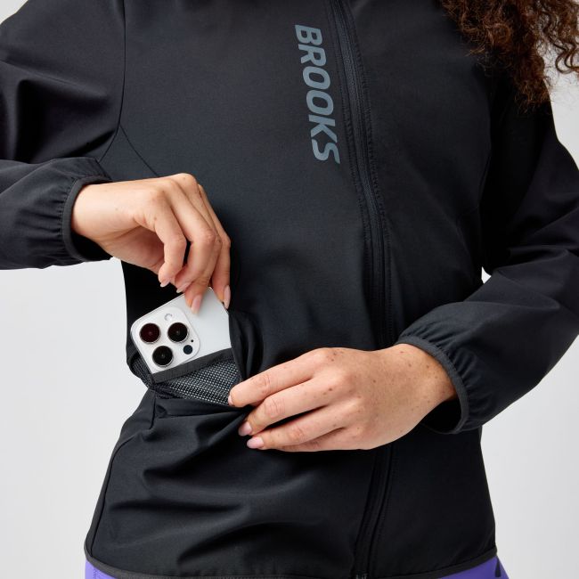 Geacă alergare Brooks Canopy Jacket W - negru | protecție vânt