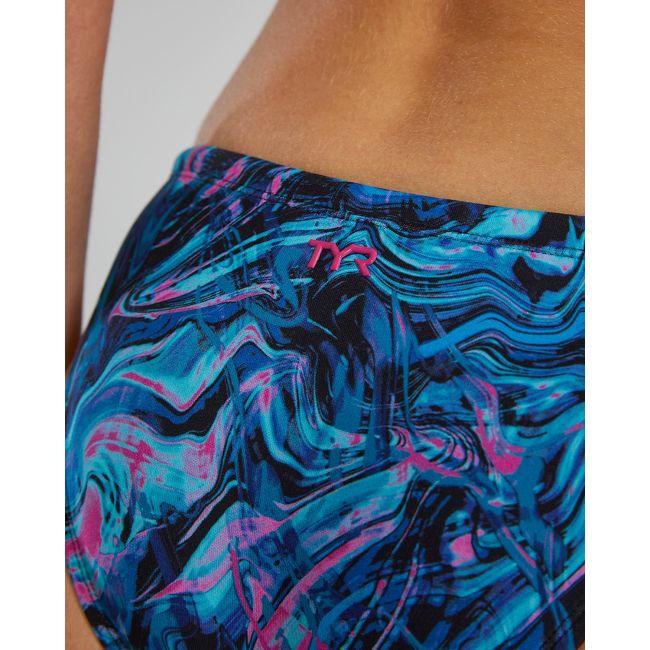 Slip bikini înot femei TYR Marmaris - albastru/roz | rezistent clor