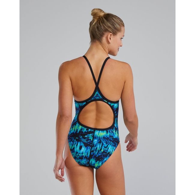 Costum înot întreg femei TYR Diamondfit - albastru/verde | rezistent clor