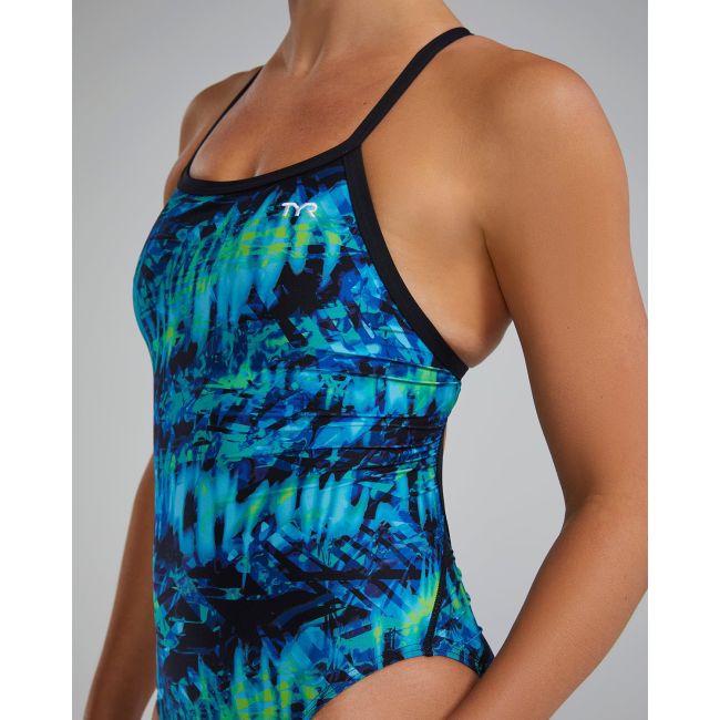 Costum înot întreg femei TYR Diamondfit - albastru/verde | rezistent clor