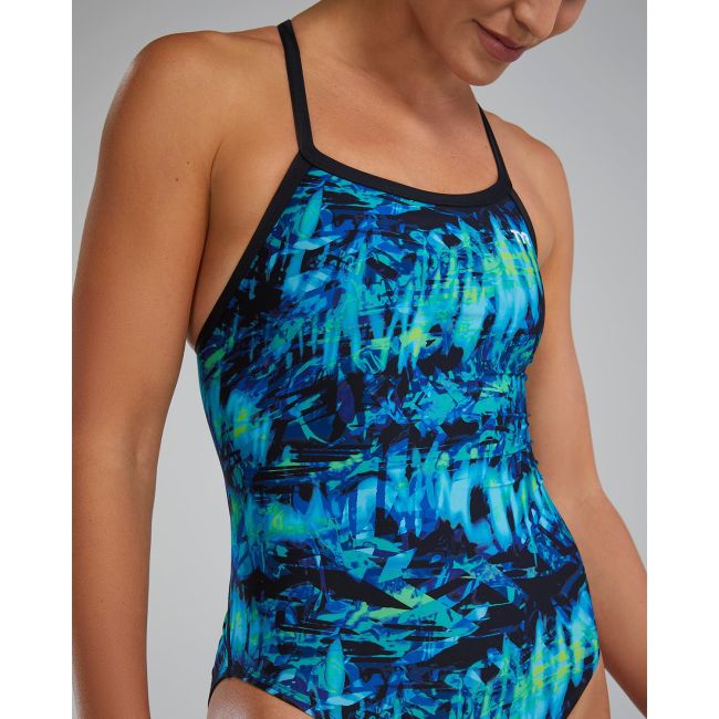 Costum înot întreg femei TYR Diamondfit - albastru/verde | rezistent clor