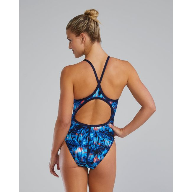 Costum înot întreg femei TYR Diamondfit - roșu/alb/albastru | rezistent clor