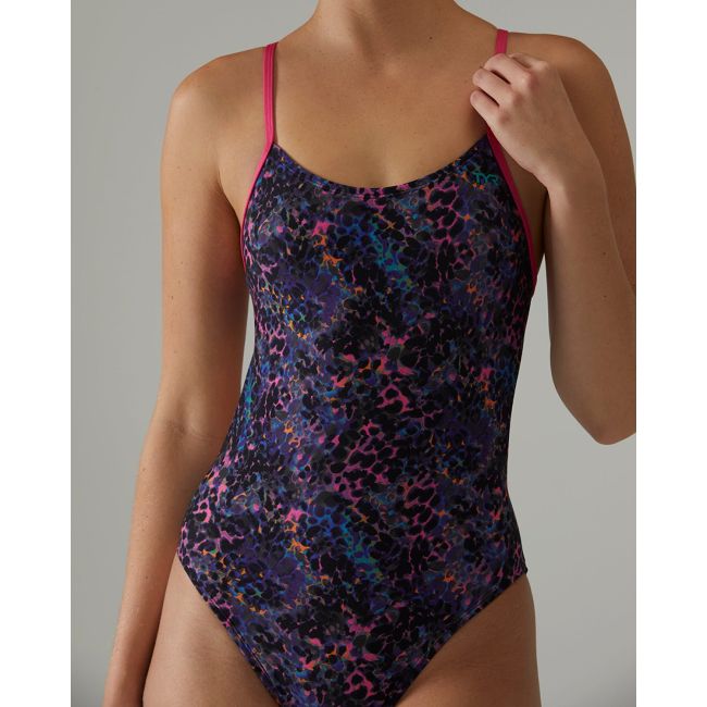 Costum înot întreg femei TYR Durafast Elite - roz Petunia | rezistent clor