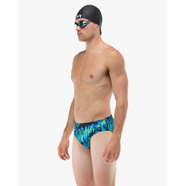 Slip înot bărbați TYR Seismo - albastru/verde | rezistent clor