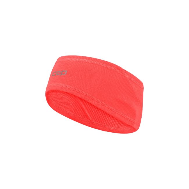 Bentiță alergare termală CEP Core Run Thermal Headband 2.0 - coral neon | protejează urechile