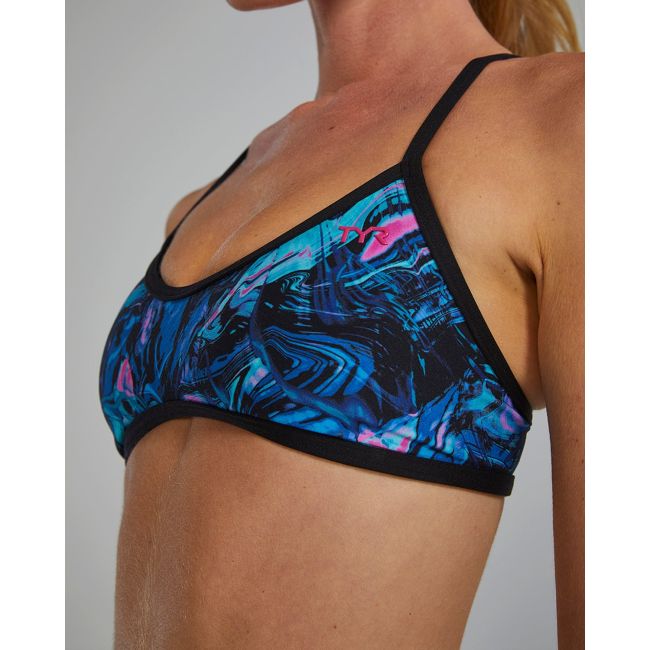 Costum înot bikini femei TYR Durafast Elite Trinityfit Top Marmaris - albastru/roz | rezistent clor