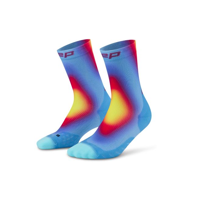 Șosete compresie CEP Run Edition Gradient 5.0 Mid Cut W - albastru/galben