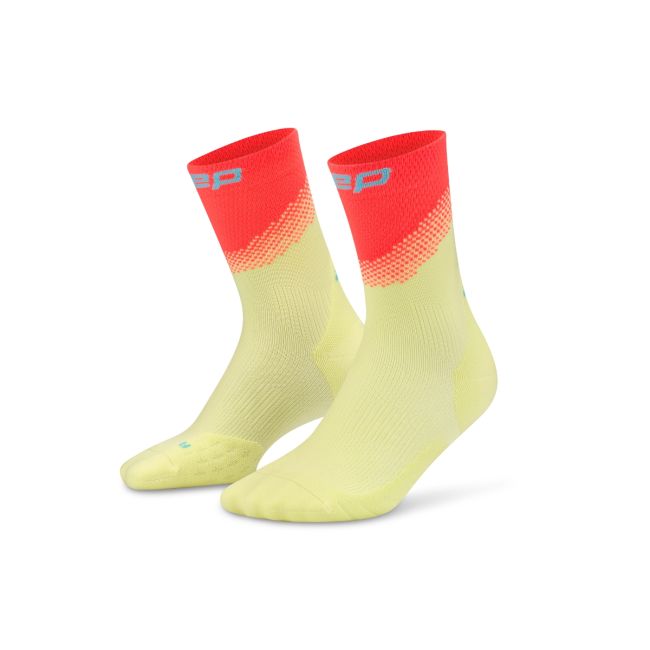 Șosete compresie CEP Run Edition Split Mid Cut W - lime/coral neon | alergare