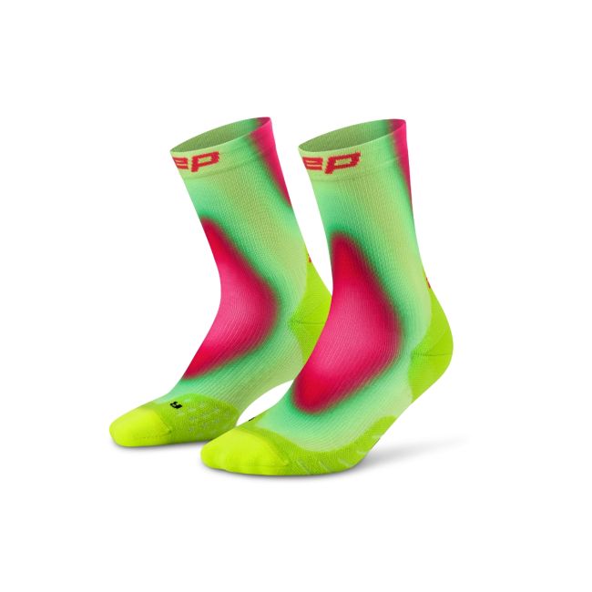 Șosete compresie CEP Run Gradient Mid Cut 5.0 - lime/roz | alergare