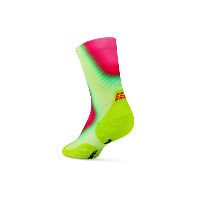 Șosete compresie CEP Run Gradient Mid Cut 5.0 - lime/roz | alergare