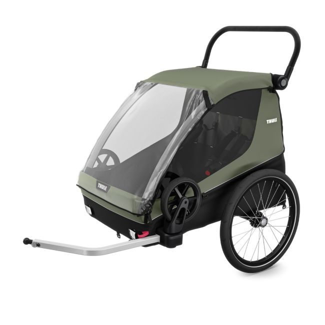 Remorcă Thule Courier 2 copil/opțional transport câine/marfă verde