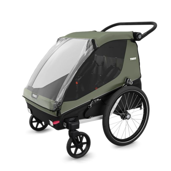 Remorcă Thule Courier 2 copil/opțional transport câine/marfă verde