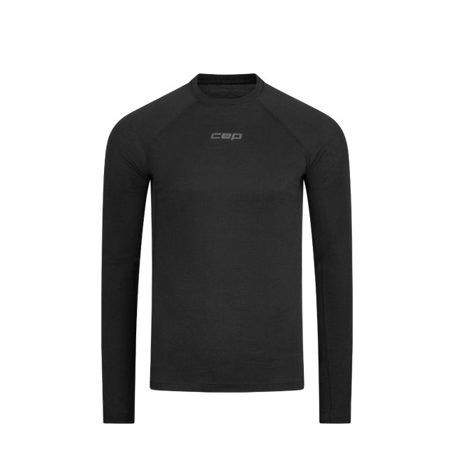 Bluză termică merinos CEP Core Run Merino Base Layer bărbați - negru | mânecă lungă