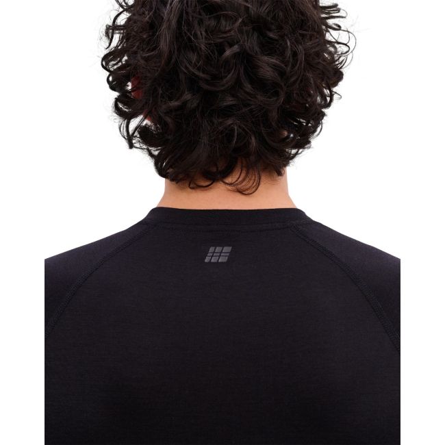 Bluză termică merinos CEP Core Run Merino Base Layer bărbați - negru | mânecă lungă