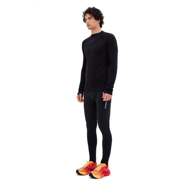 Bluză termică merinos CEP Core Run Merino Base Layer bărbați - negru | mânecă lungă