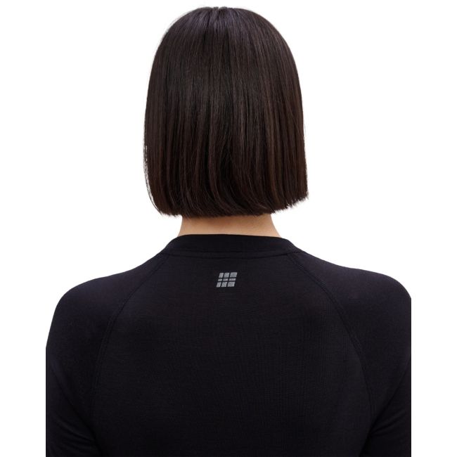 Bluză termică merinos femei CEP Core Run Merino Base Layer - negru | mânecă lungă