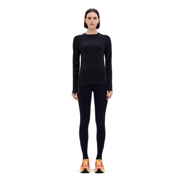 Bluză termică merinos femei CEP Core Run Merino Base Layer - negru | mânecă lungă