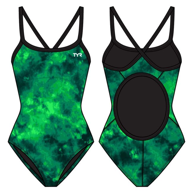Costum înot întreg femei TYR Diamondfit Miasma - verde | rezistent clor