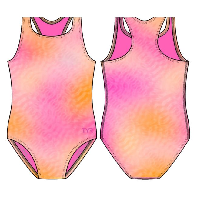 Costum înot întreg fete TYR Ella Maxfit - roz/portocaliu | rezistent clor