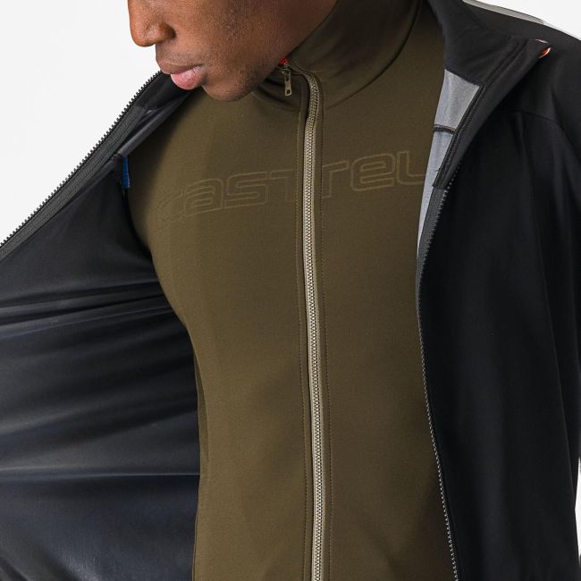 Jacheta de ploaie Castelli Ultra Rain Cape, pentru barbati, negru/argintiu reflex