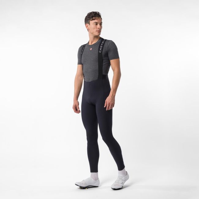Pantaloni lungi cu bretele Castelli Thermowoven Bibtight - negru | cu lână