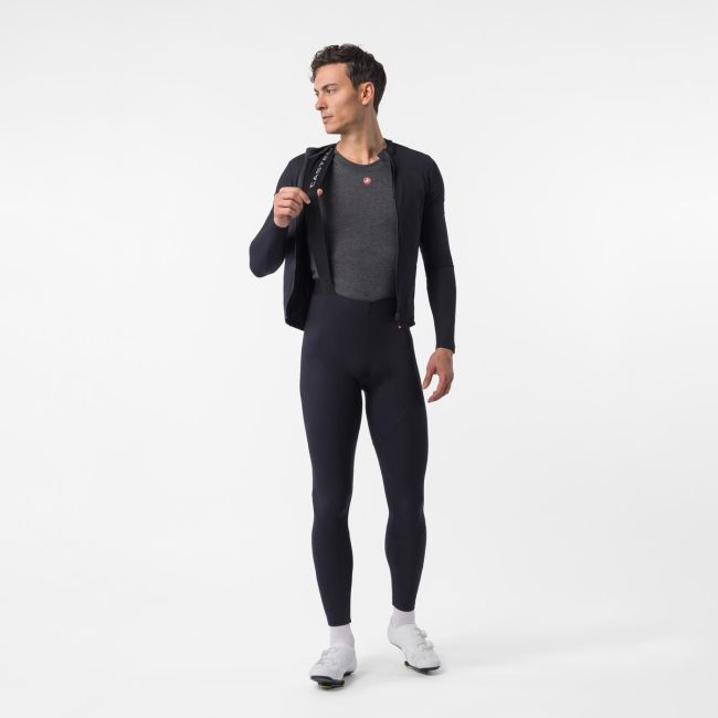 Pantaloni lungi cu bretele Castelli Thermowoven Bibtight - negru | cu lână