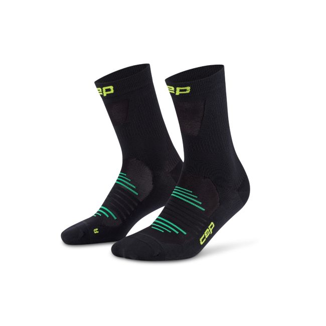 Șosete compresie alergare CEP Pro Run Ultralight Mid Cut - negru | ultraușoare