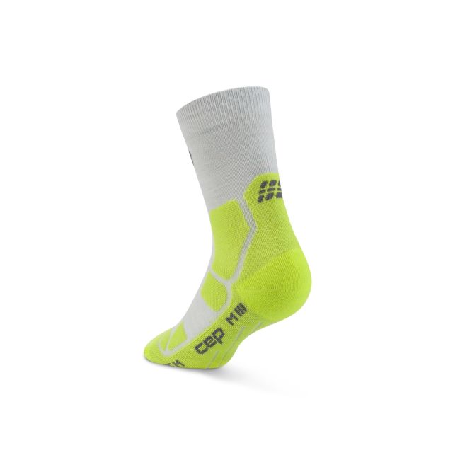Șosete compresie CEP Hiking Mid Cushion - gri/lime acid | drumeții