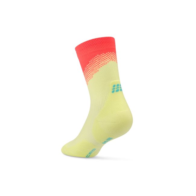 Șosete compresie CEP Run Edition Split Mid Cut - lime/coral neon | alergare