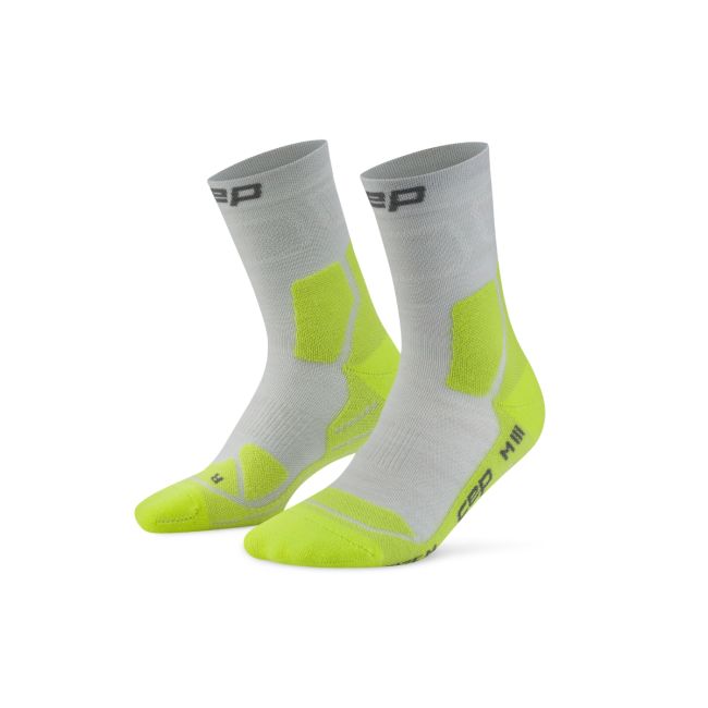 Șosete compresie hiking CEP Hiking Light Cushion Mid Cut W - gri/lime acid