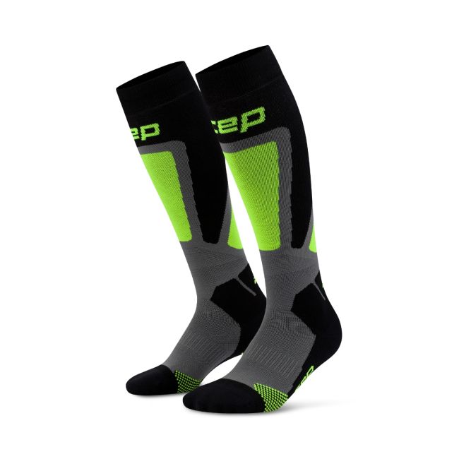 Șosete compresie schi CEP Ski Thermo 4.0 - negru/lime | compresie schi