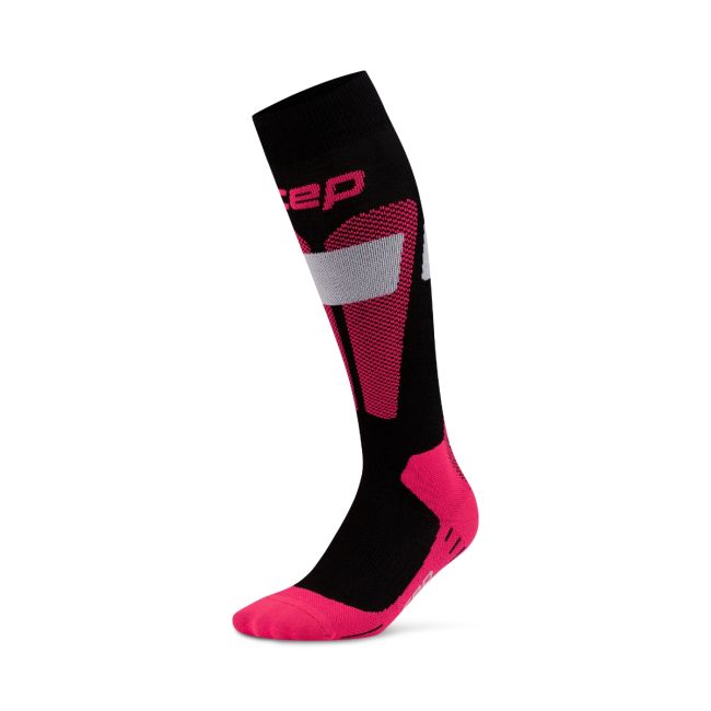 Șosete compresie schi femei CEP Ski Merino 3.0 - negru/roz | compresie schi