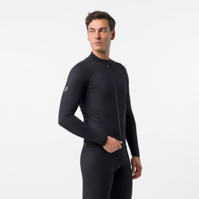 Tricou ciclism mânecă lungă Castelli Thermowoven LS Jersey - negru | cu lână