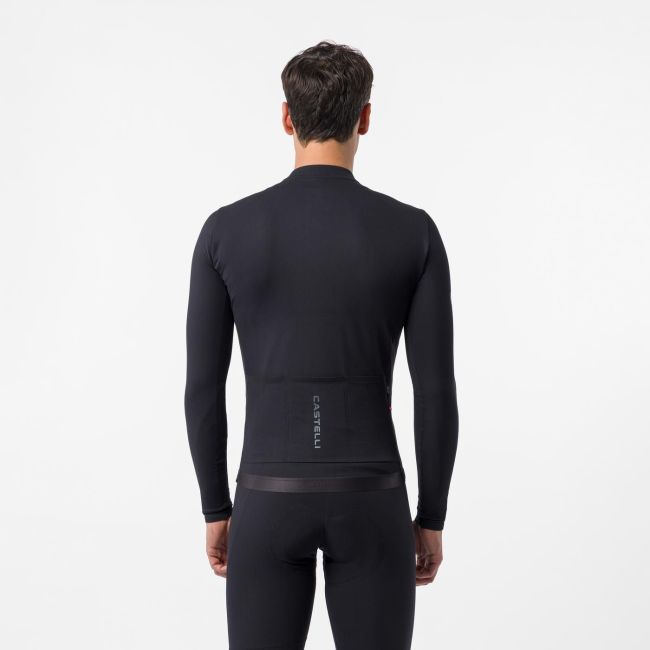 Tricou ciclism mânecă lungă Castelli Thermowoven LS Jersey - negru | cu lână