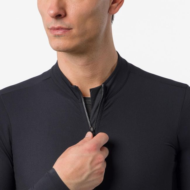 Tricou ciclism mânecă lungă Castelli Thermowoven LS Jersey - negru | cu lână