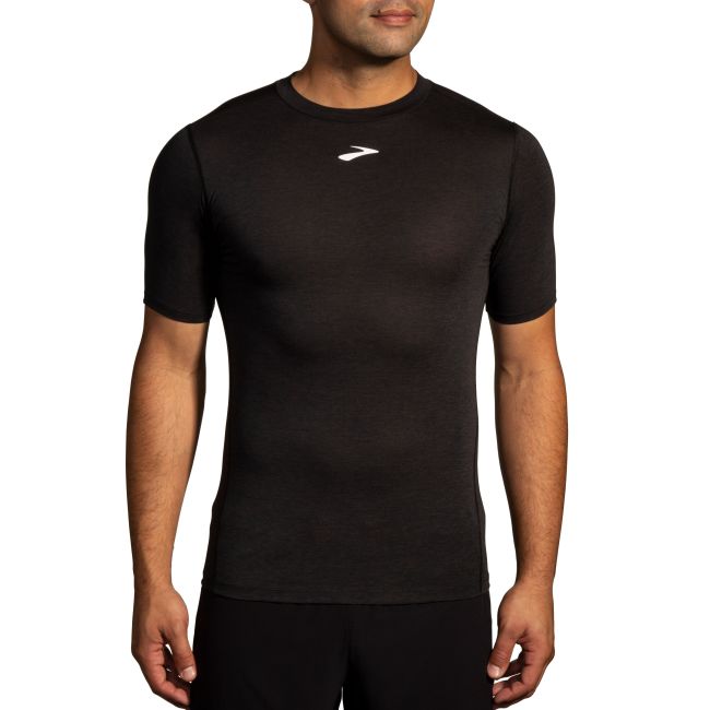 Brooks High Point Short Sleeve – Tricou de alergare trail, lână merinos - Negru