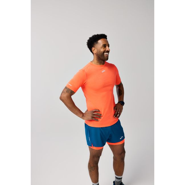 Brooks High Point Short Sleeve – Tricou de alergare trail, lână merinos - Roșu (819)