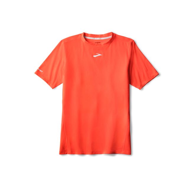 Brooks High Point Short Sleeve – Tricou de alergare trail, lână merinos - Roșu (819)