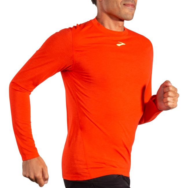 Brooks High Point Long Sleeve – Bluză de alergare trail cu mânecă lungă, lână merinos - Roșu