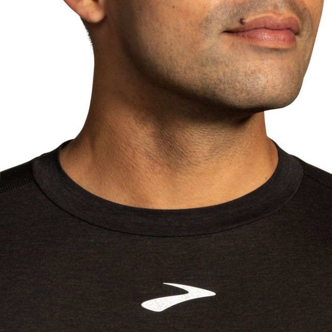 Brooks High Point Short Sleeve – Tricou de alergare trail, lână merinos - Negru
