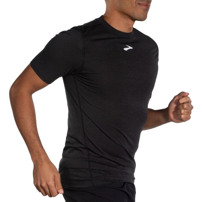 Brooks High Point Short Sleeve – Tricou de alergare trail, lână merinos - Negru
