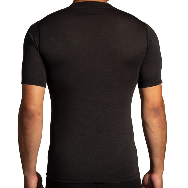 Brooks High Point Short Sleeve – Tricou de alergare trail, lână merinos - Negru
