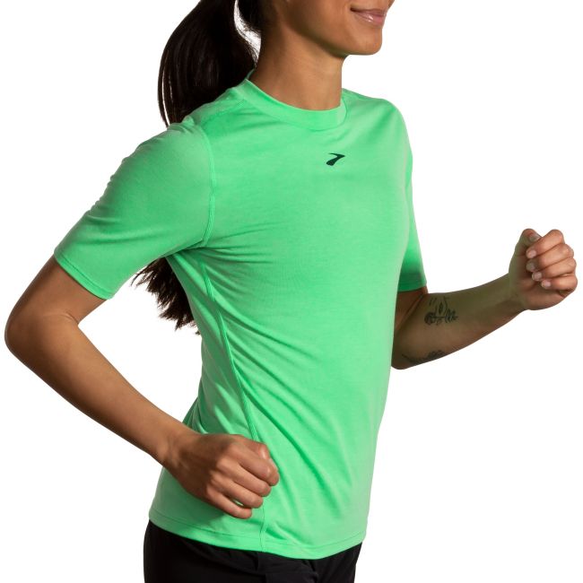 Brooks High Point Short Sleeve W – Tricou de alergare trail, lână merinos - Verde